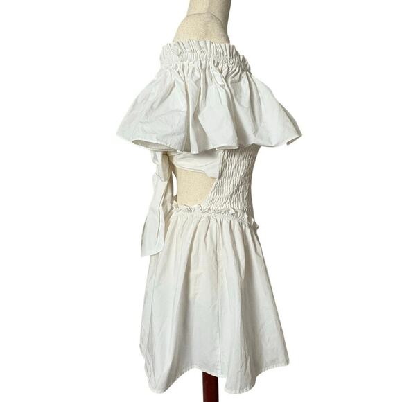 Mable JILL RUFFLED OFF THE SHOURDER ROMPER White Women’s Sz M Cottagecore Bride - Picture 5 of 10